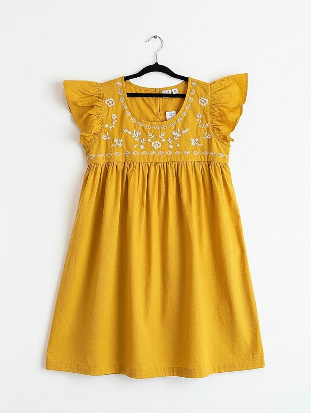 NWT! GAP Kids Girls' Yellow Embroidered Flutter-Sleeve Dress